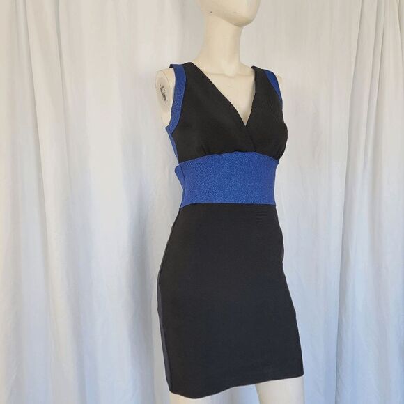 Fora metallic blue black bandage dress size L - Picture 2 of 7
